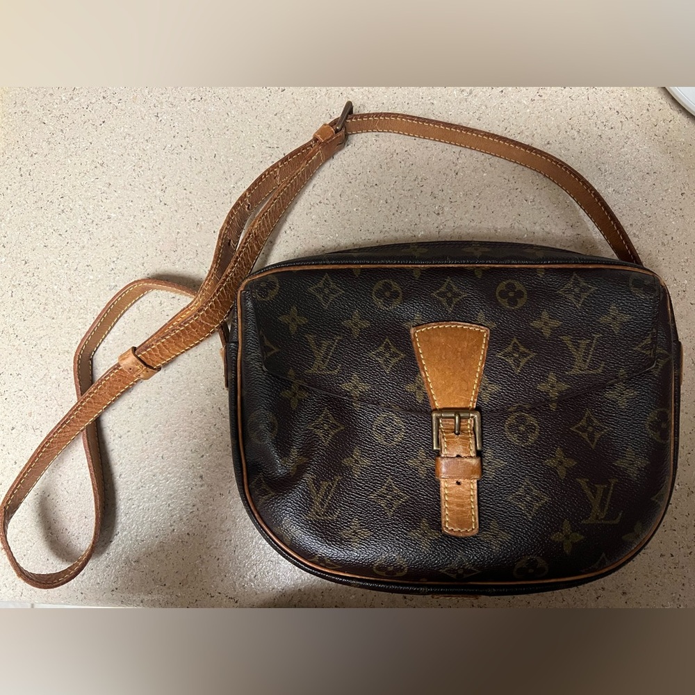 Authentic Louis Vuitton Jeune Fille crosbody Shoulder Bag PM Brown Canvas MI8004
